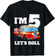 Kids Fire Truck 5th Birthday Boy 5 Year Old Five Firefighter T-Shirt - T-Shirt | Black