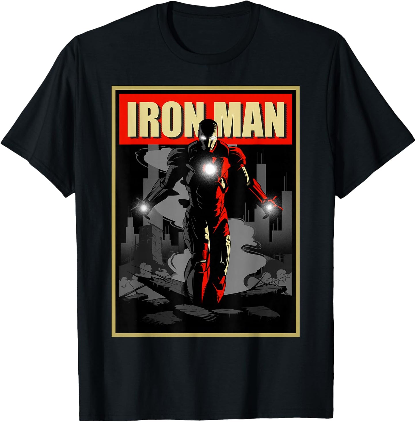 Marvel Iron Man Rise from The Ashes Deco Style T-Shirt - T-Shirt | Black