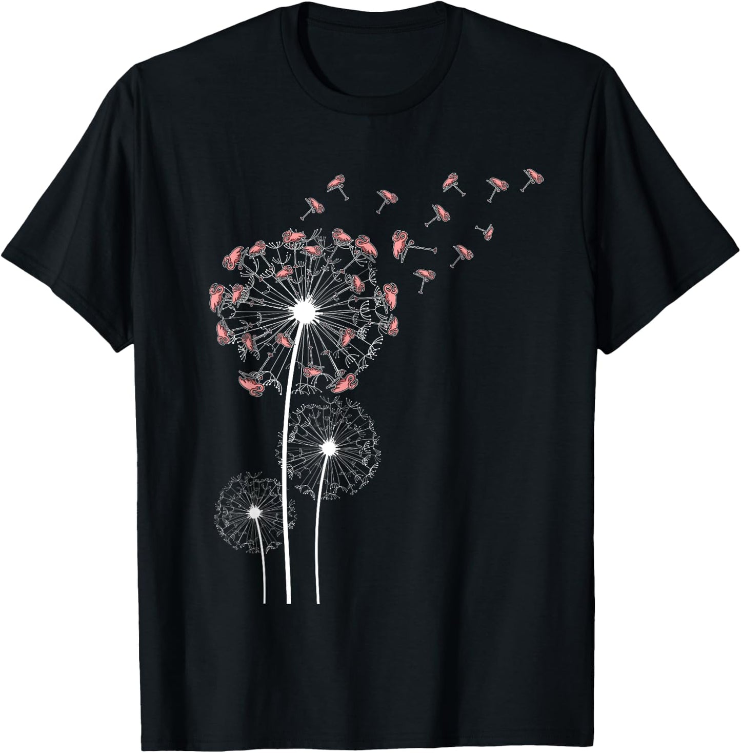 Animal Lover Gift Bird Dandelion Flamingo T-Shirt - T-Shirt | Black