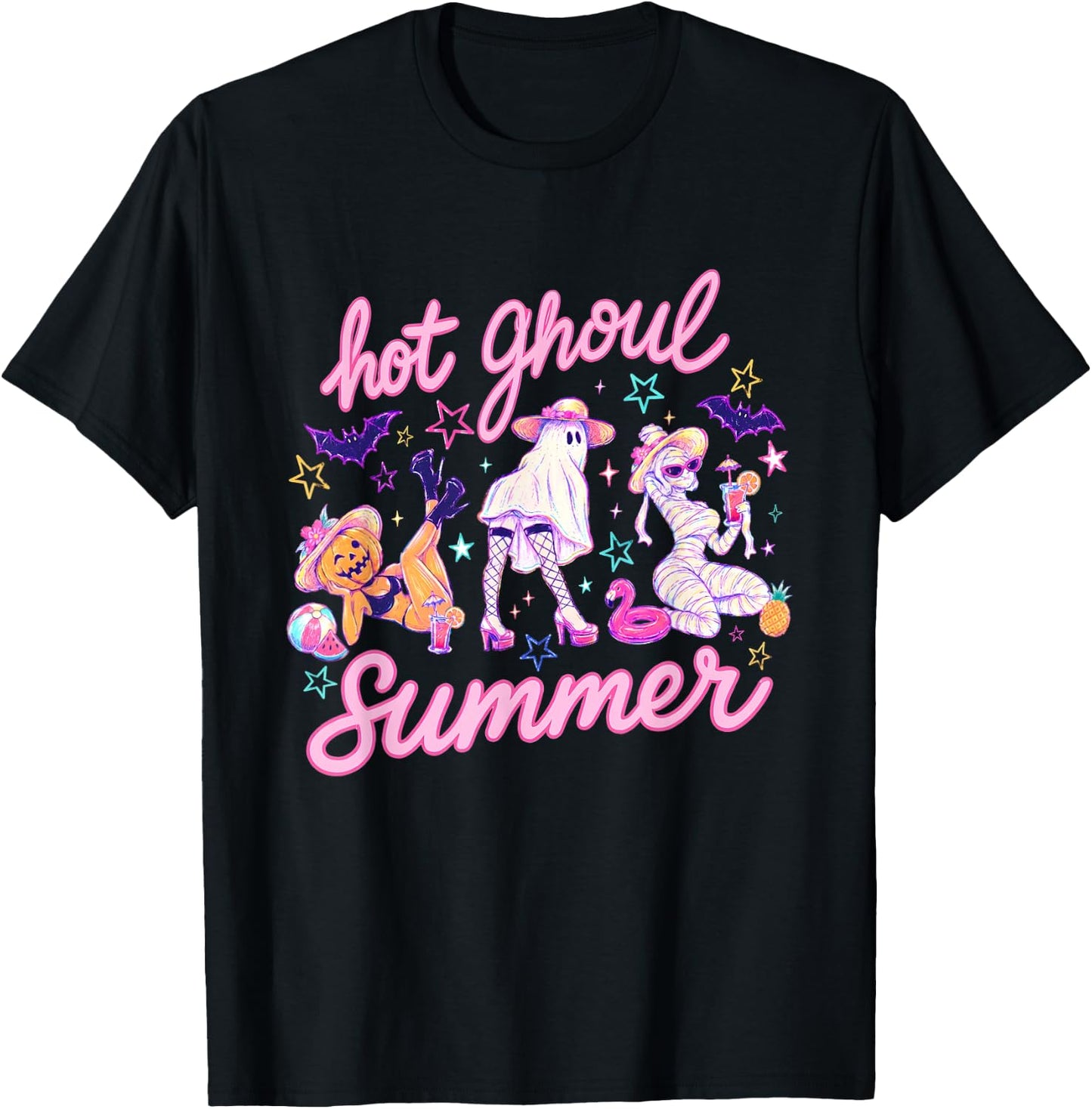 Hot Ghoul Summer Halloween Funny Ghost Spooky Vibes T-Shirt - T-Shirt | Black