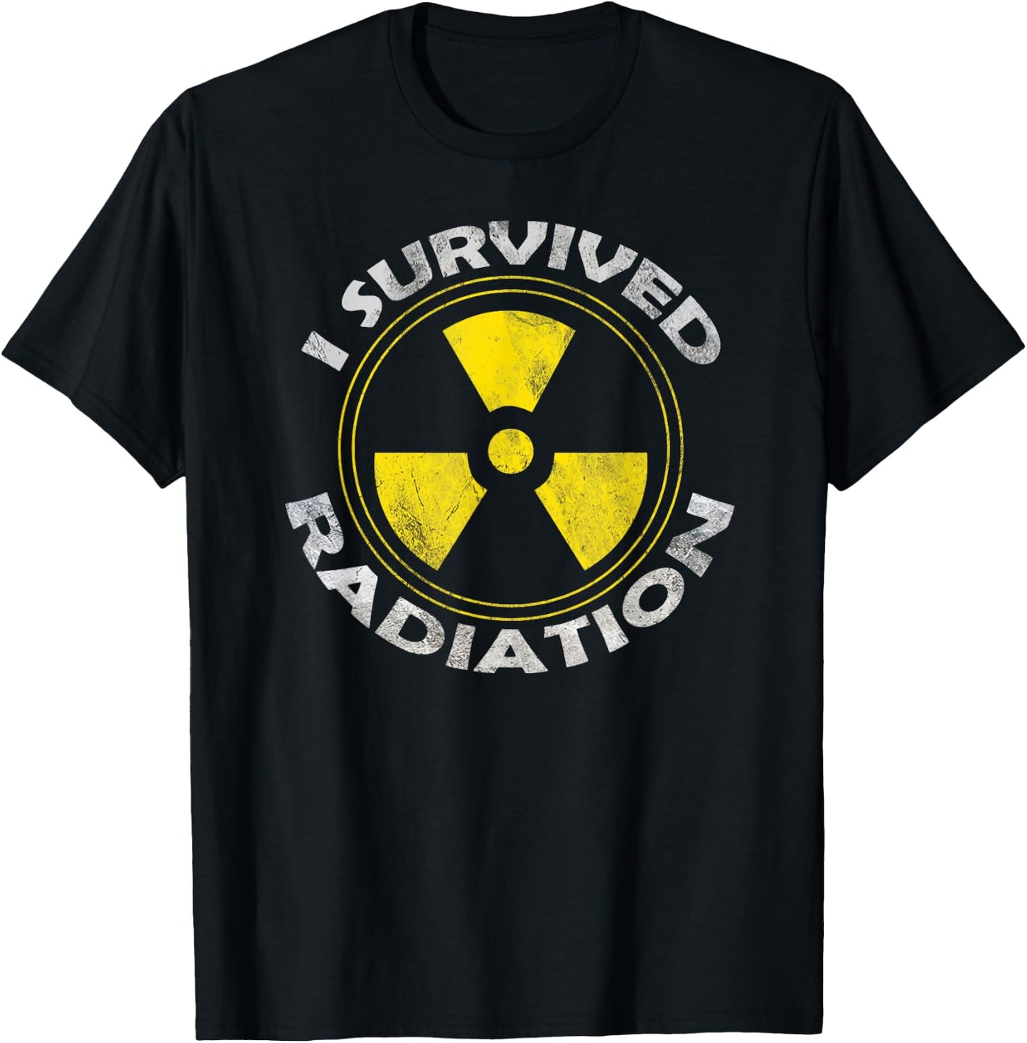 Cancer Designs by MCG.Co -Adults Black Cotton, Polyester Modern Sports with , Short Sleeve, Classic Fit, Straight Hemline, I Survived Radiation Warrior Design T-Shirt - T-Shirt | Black