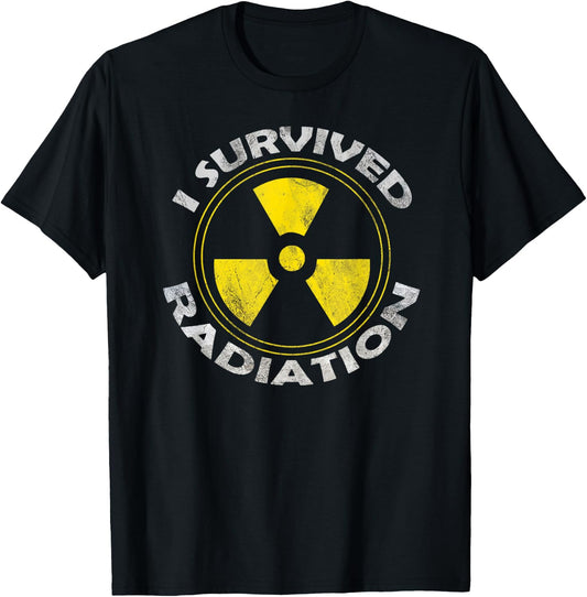 Cancer Designs by MCG.Co -Adults Black Cotton, Polyester Modern Sports with , Short Sleeve, Classic Fit, Straight Hemline, I Survived Radiation Warrior Design T-Shirt - T-Shirt | Black
