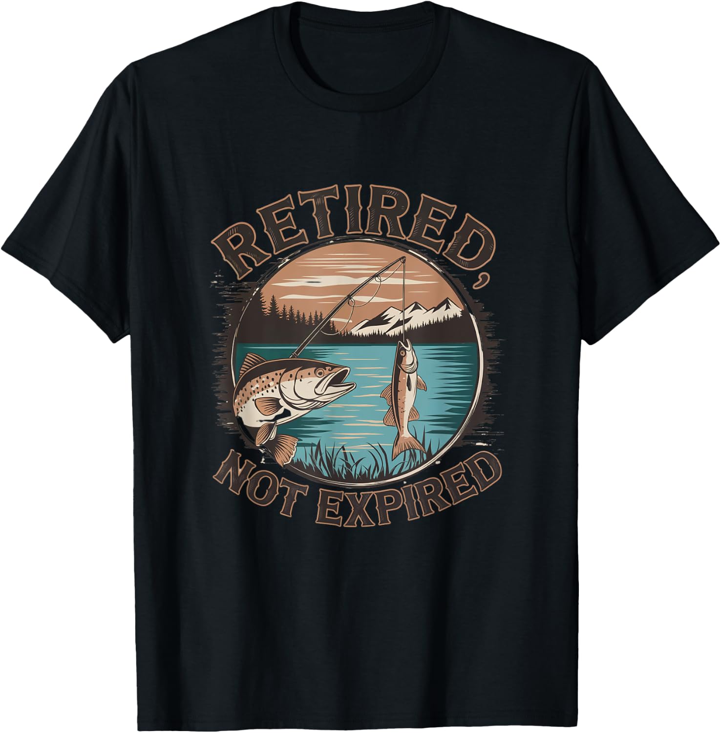 Fishing Retired, Not Expired Retirement Senior Funny T-Shirt - T-Shirt | Black