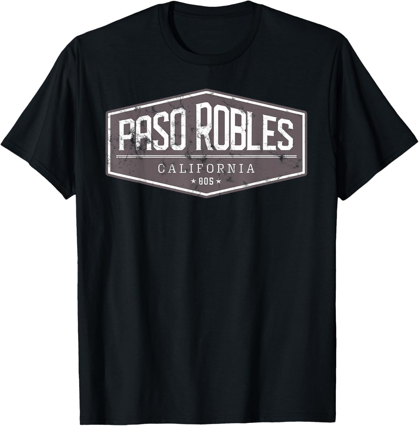 Paso Robles, California, 805 Distressed Graphic Design T-Shirt - T-Shirt | Black