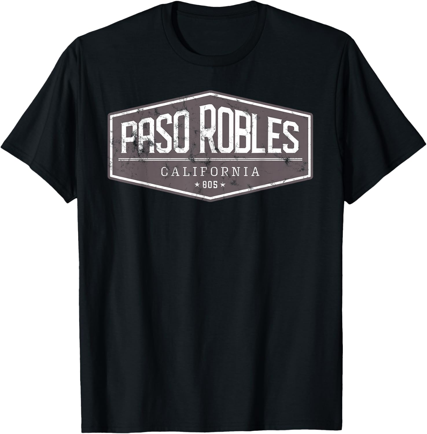 Paso Robles, California, 805 Distressed Graphic Design T-Shirt - T-Shirt | Black