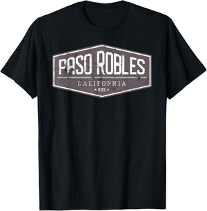 Paso Robles, California, 805 Distressed Graphic Design T-Shirt - T-Shirt | Black