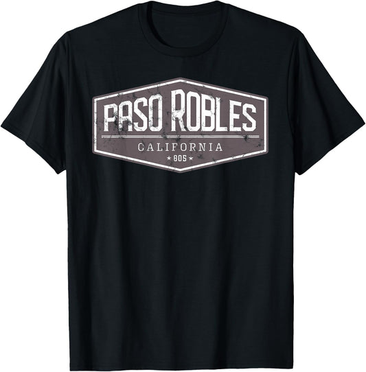 Paso Robles, California, 805 Distressed Graphic Design T-Shirt - T-Shirt | Black