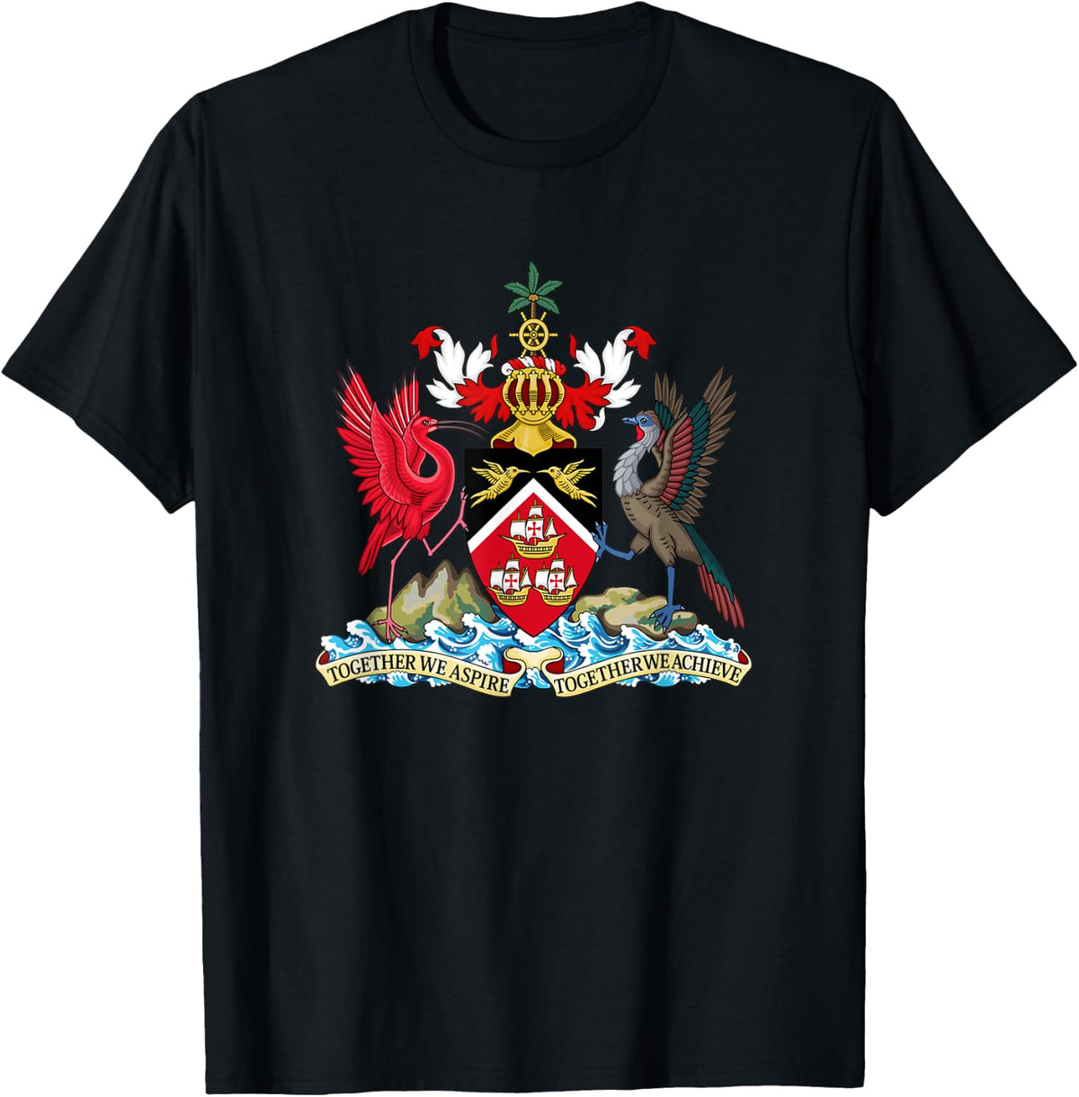 Trinidad & Tobago Coat Of Arms Emblem Symbol Birds T-Shirt - T-Shirt | Black