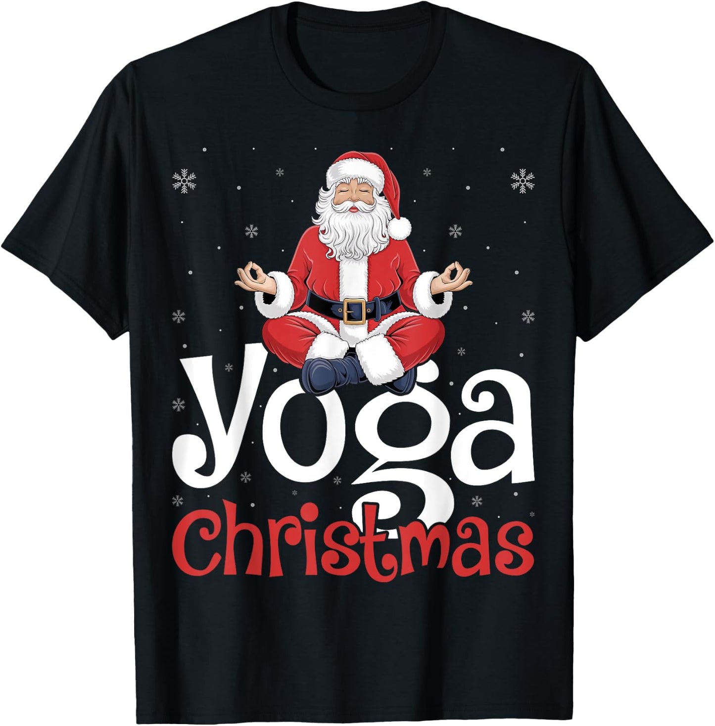 Yoga Christmas Santa Meditation Xmas Winter Holiday T-Shirt - T-Shirt | Black
