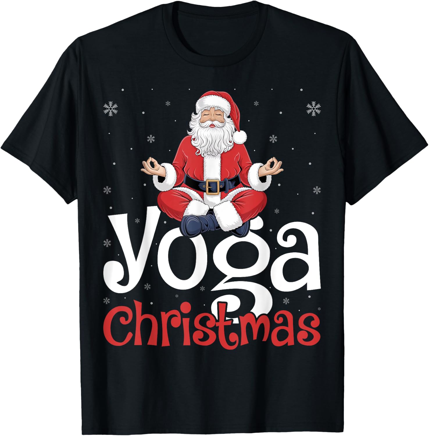 Yoga Christmas Santa Meditation Xmas Winter Holiday T-Shirt - T-Shirt | Black
