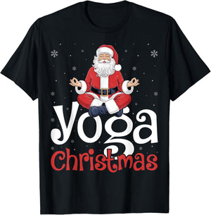 Yoga Christmas Santa Meditation Xmas Winter Holiday T-Shirt - T-Shirt | Black
