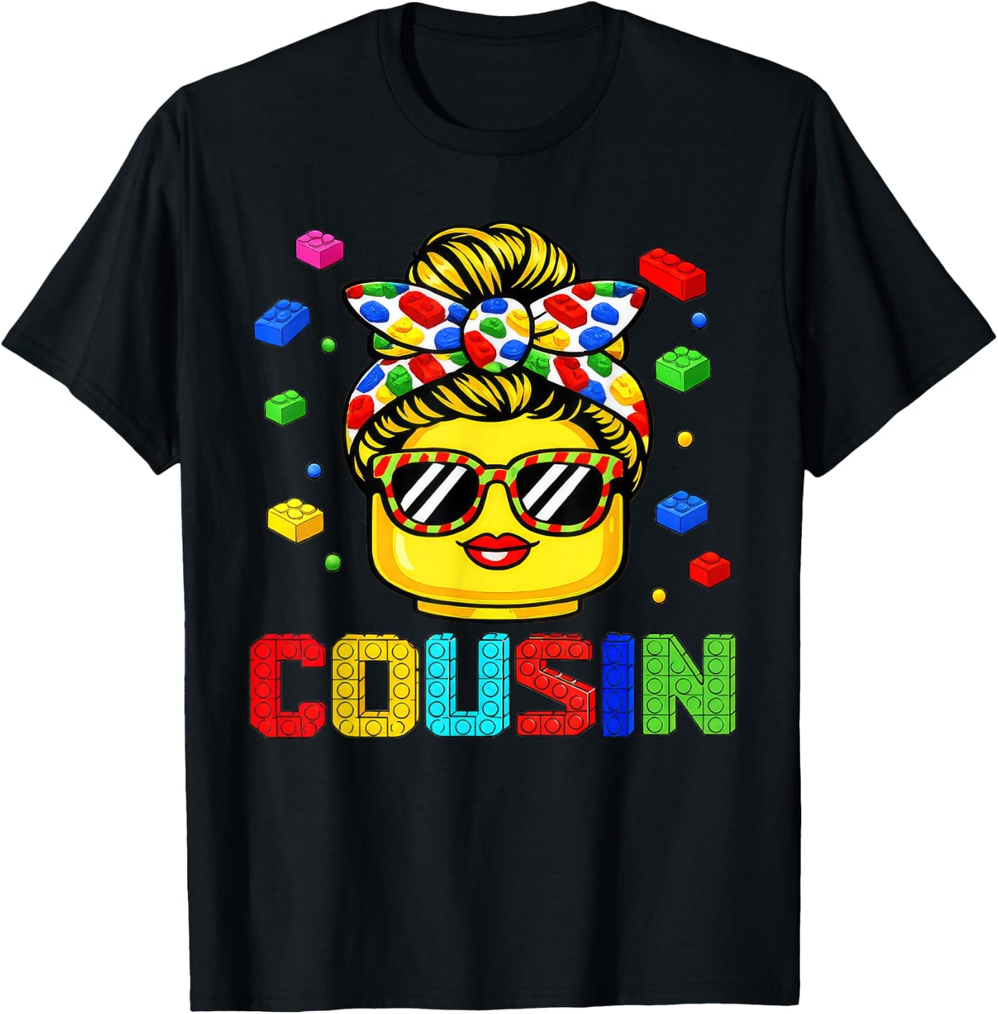 Cousin Master Builder Building Bricks Blocks Mothers Day T-Shirt - T-Shirt | Black