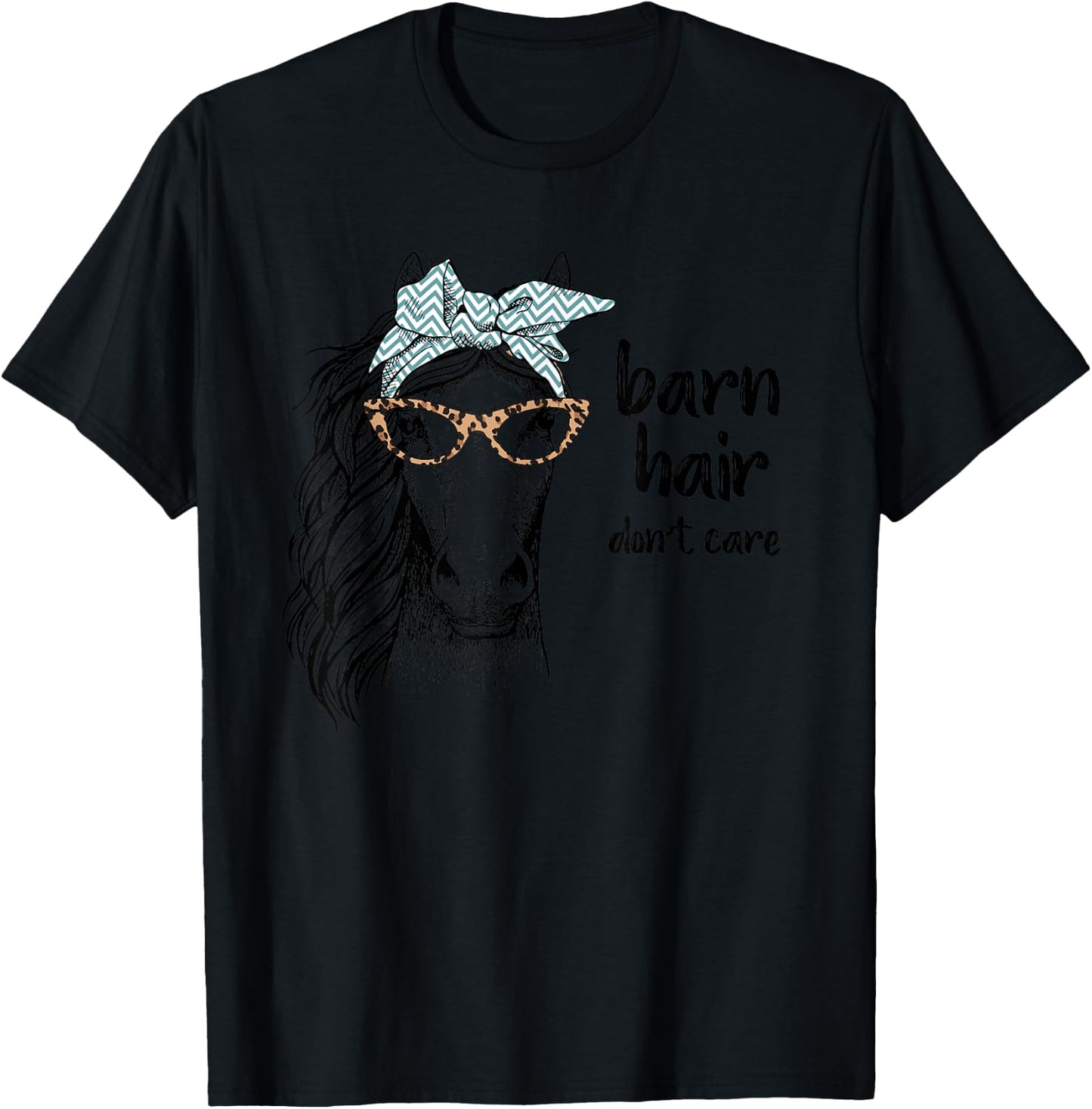 Cute Horse Love Girl Shirt Barn Hair Don't Care Cowgirl Gift T-Shirt - T-Shirt | Black