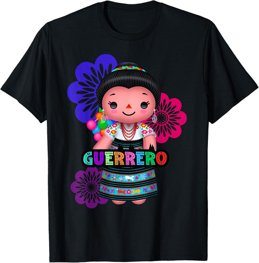 Guerrero Muñeca Lelé Maria Handmade Mexicans Artesanal T-Shirt - T-Shirt | Black