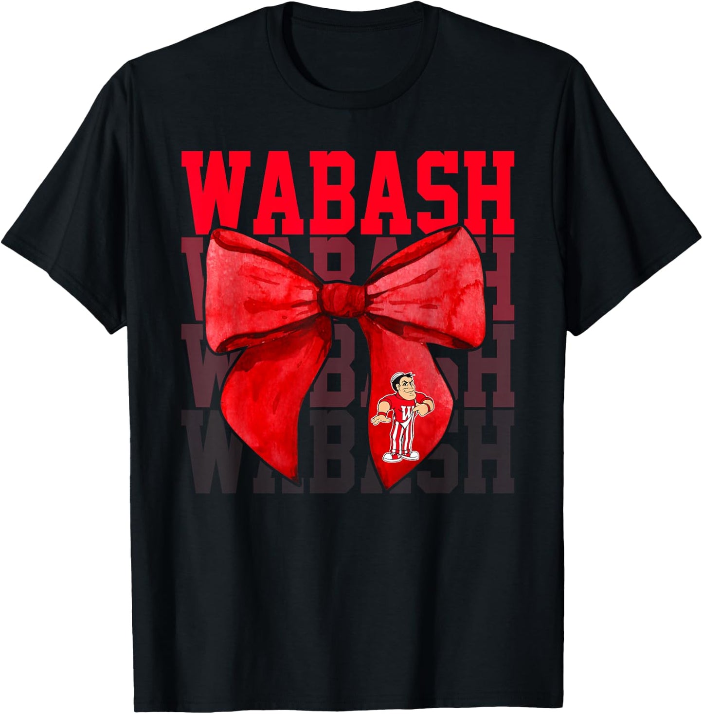 Wabash College Bow Vintage Athletics Girls Women T-Shirt - T-Shirt | Black