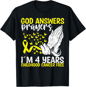 4 Years Childhood Cancer Free God Neuroblastoma Awareness T-Shirt - T-Shirt | Black