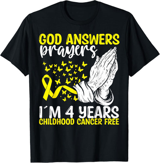 4 Years Childhood Cancer Free God Neuroblastoma Awareness T-Shirt - T-Shirt | Black