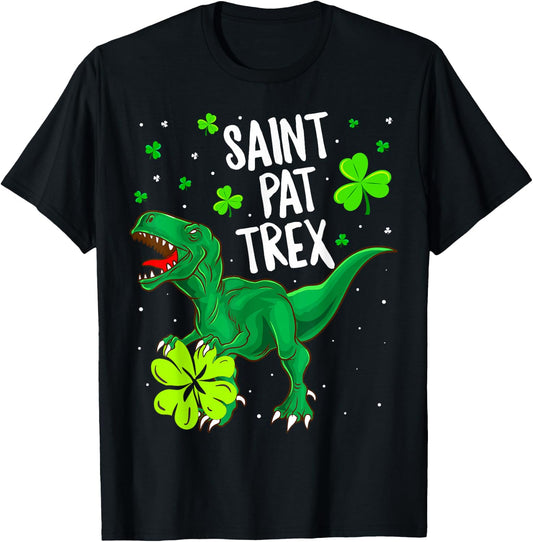 St Pat Trex Shirt T Rex St Patricks Day Dinosaur Shirt Gifts T-Shirt - T-Shirt | Black