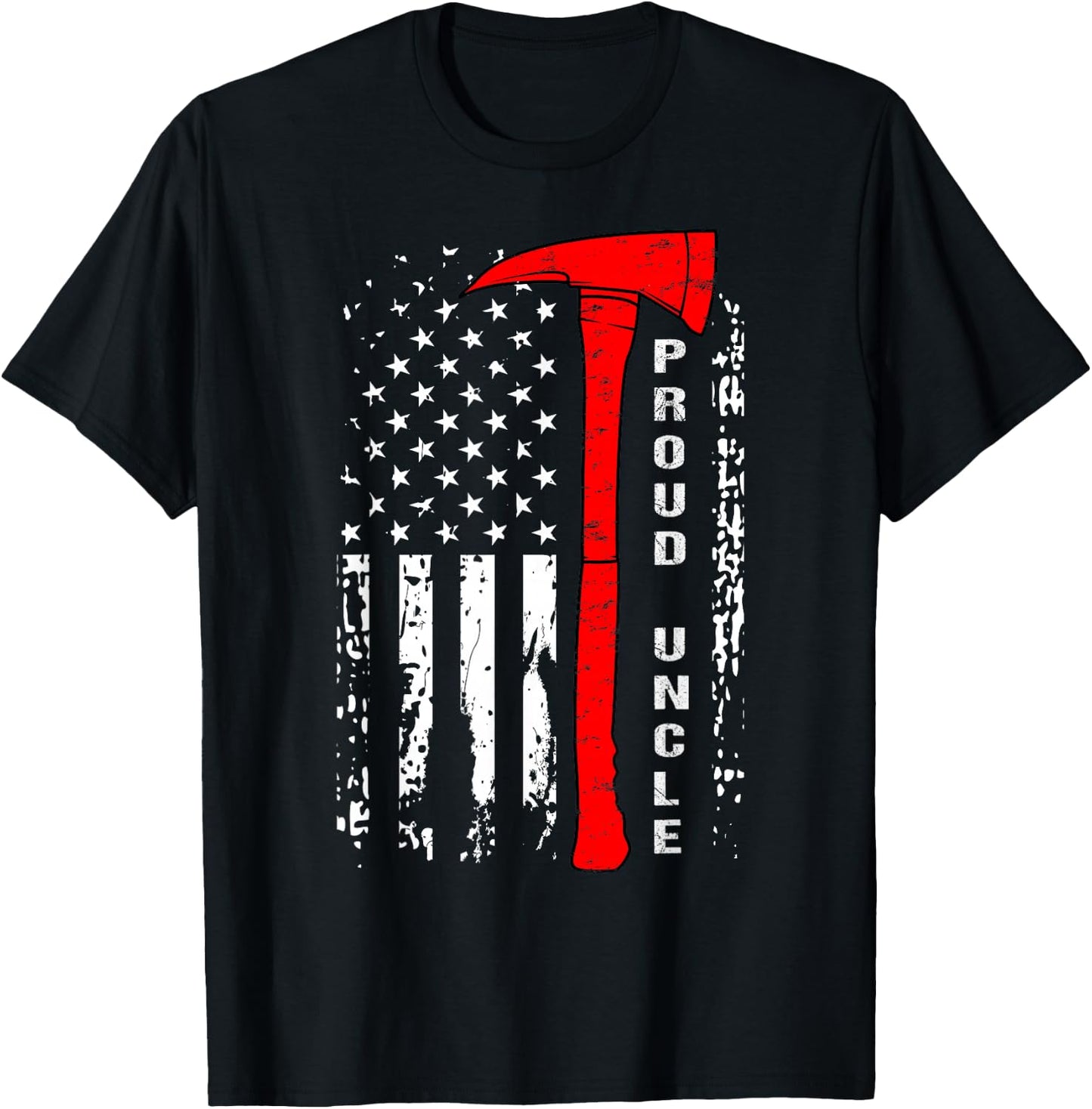 Firefighter Uncle Shirt Proud Uncle of Firefighter Gift T-Shirt - T-Shirt | Black