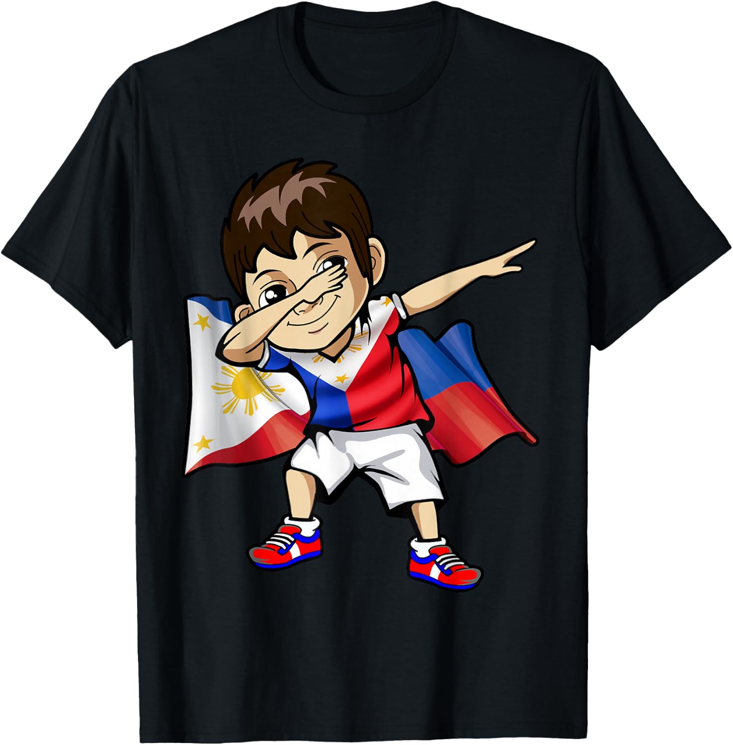 Dabbing Boy Philippine Flag Filipino Meme Jersey Dab T Shirt T-Shirt - T-Shirt | Black