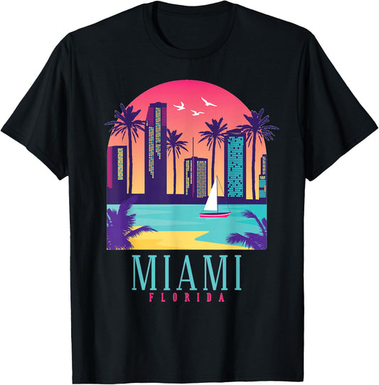 Miami Florida Vintage Retro USA America Souvenir Gift Small T-Shirt - T-Shirt | Black