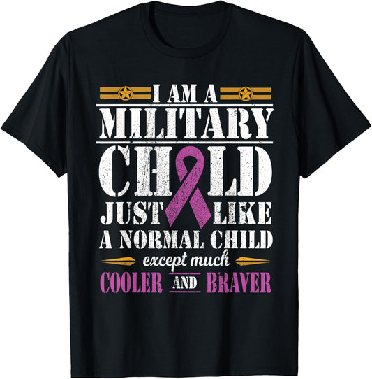 Military Child Month Purple Up Proud Patriotic Military Brat T-Shirt - T-Shirt | Black