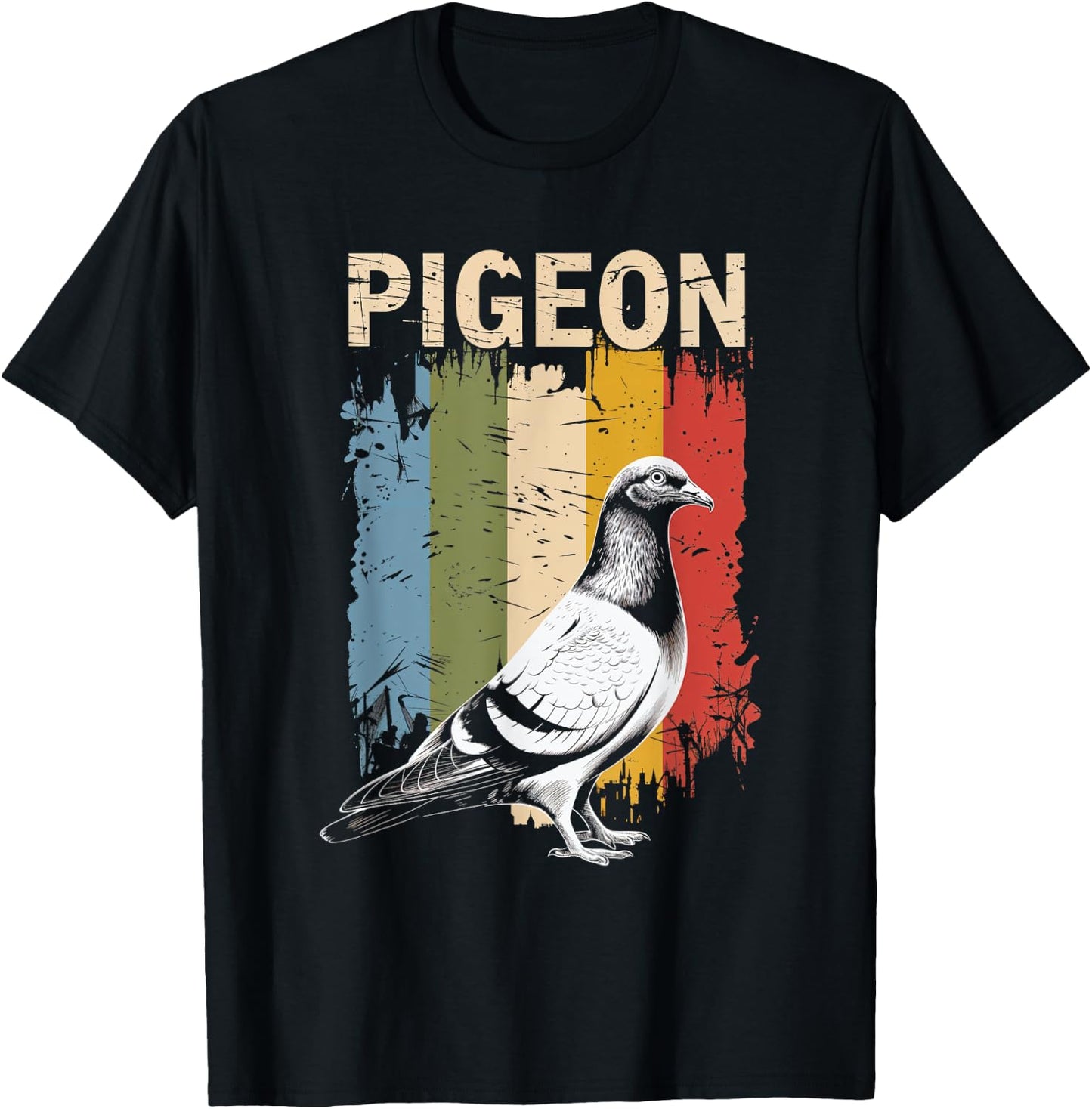 Pigeon Vintage Design Bird Lovers Nature Pigeon Art T-Shirt - T-Shirt | Black