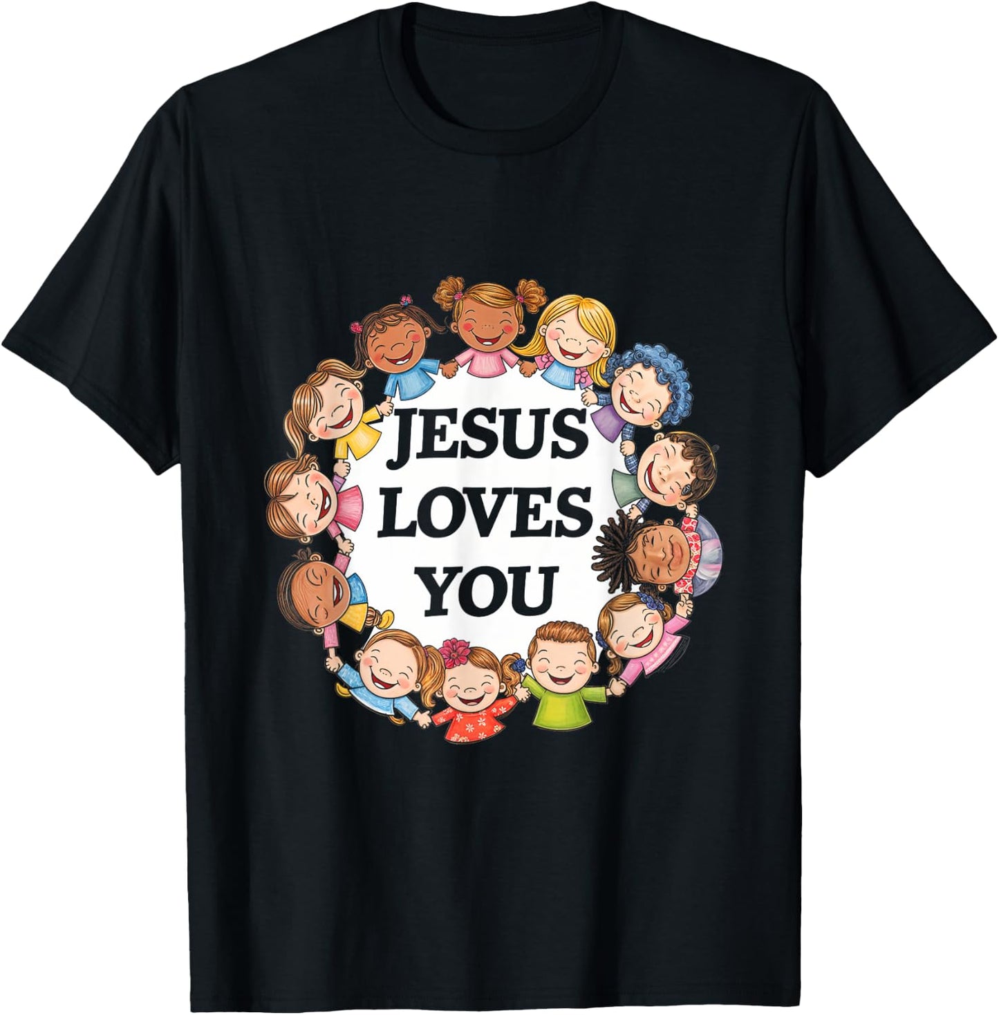 Jesus Loves You Kids Faith Children Religious Love T-Shirt - T-Shirt | Black