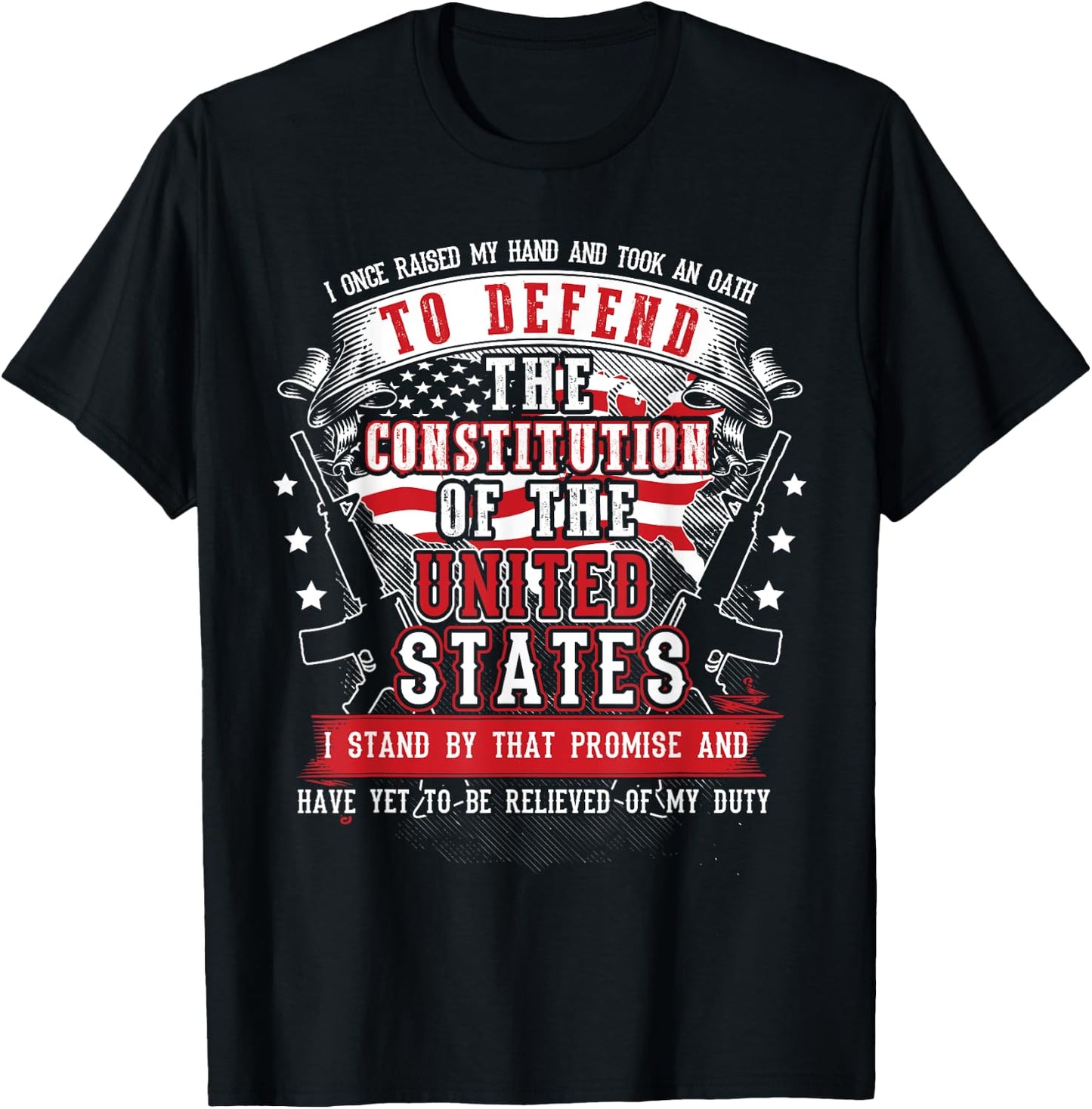 US Military Veteran Oath To Defend The Constitution T-Shirt - T-Shirt | Black