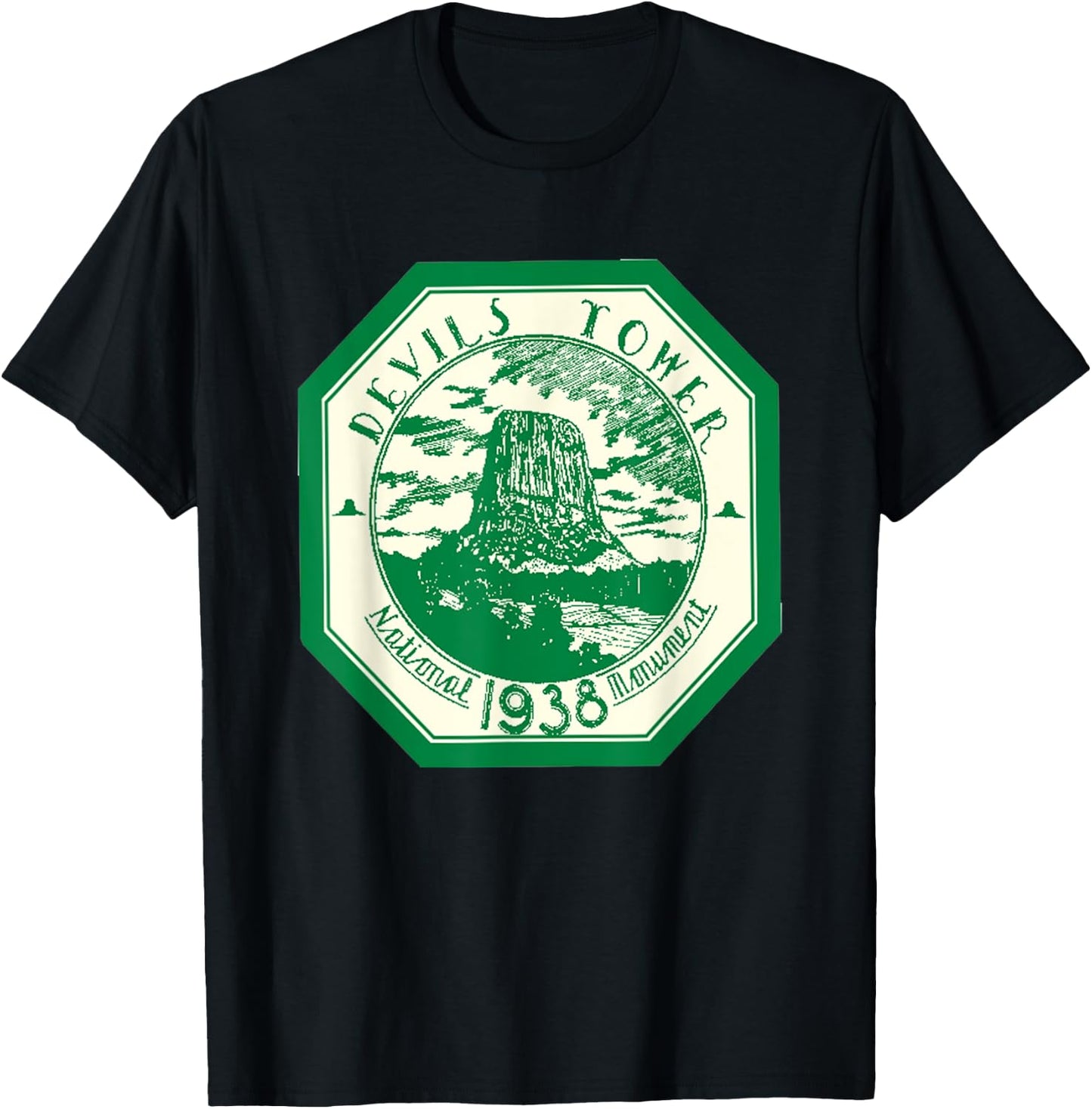 DEVILS TOWER National Park T Shirt Hiking Wanderlust T-Shirt - T-Shirt | Black