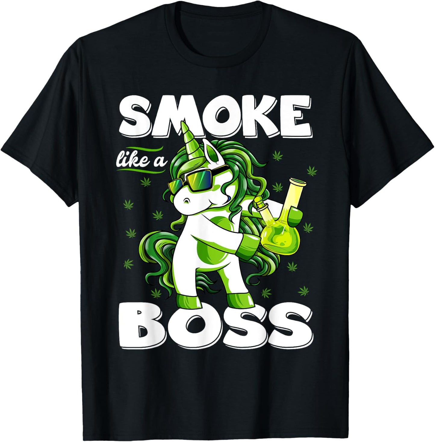 Funny 420 Marijuana Weed T Shirts -Adults Black Small Modern Round Collar Short Sleeve 420 Unicorn Floss Like A Boss Weed Pot Leaf Marijuana T-Shirt - T-Shirt | Black