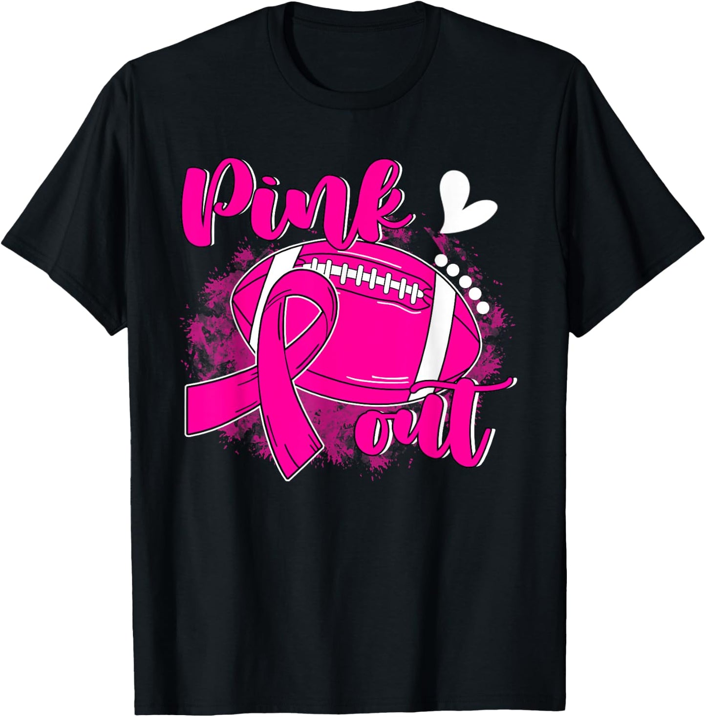 Pink Out Breast Cancer Awareness Football Pink Ribbon Women T-Shirt - T-Shirt | Black