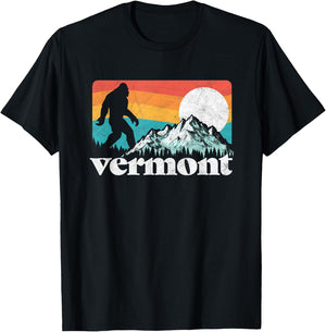 Vermont Pride Bigfoot Mountains Retro Nature Graphic T-Shirt - T-Shirt | Black
