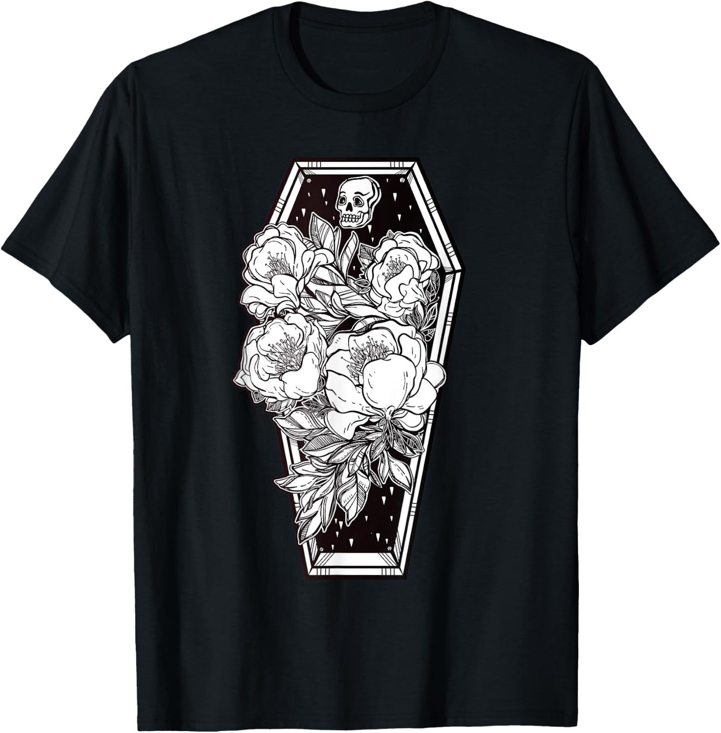 Floral Spooky Halloween - Grave and Roses Occult T-Shirt - T-Shirt | Black