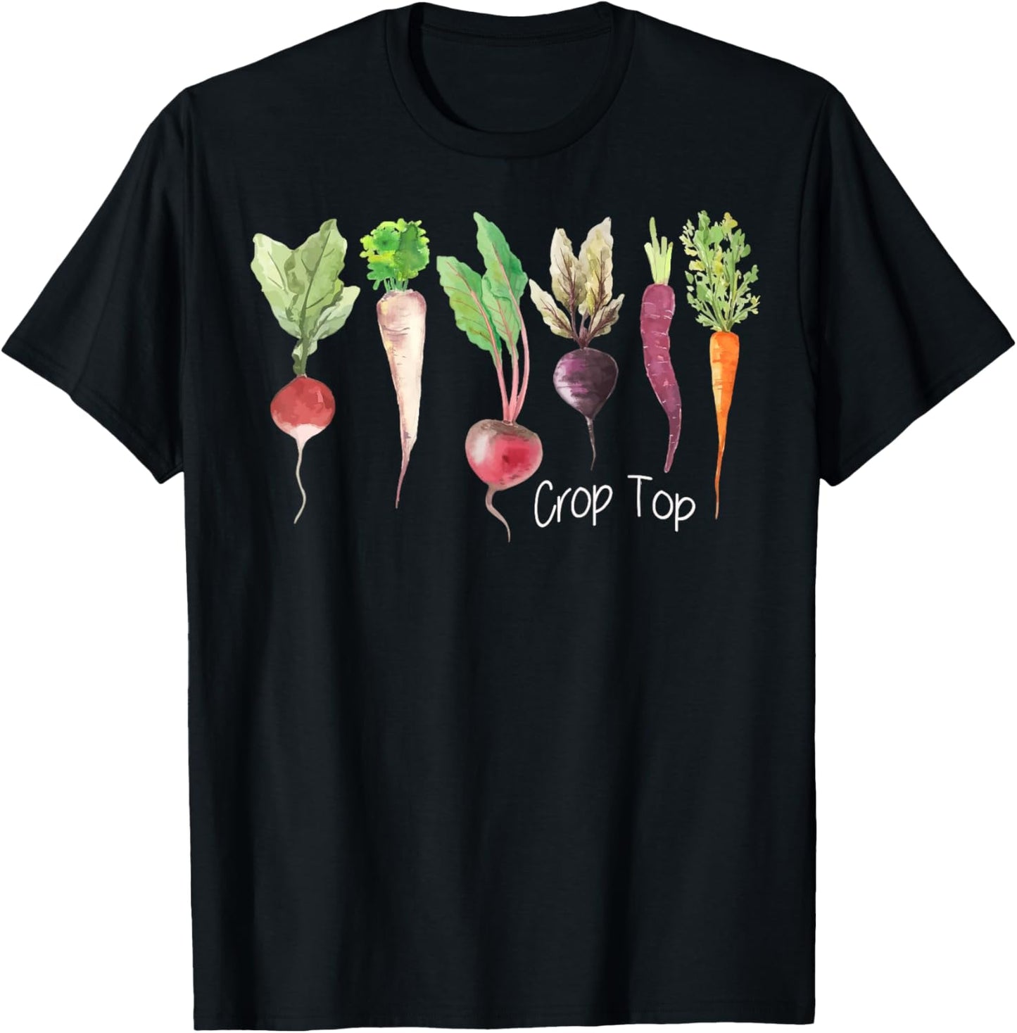 Crop Top Funny Gardening Pun Vegetable Art T-Shirt - T-Shirt | Black
