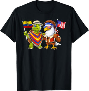 Ecuadorian American Roots Ecuador USA Flag Proud Ecuadorian T-Shirt - T-Shirt | Black