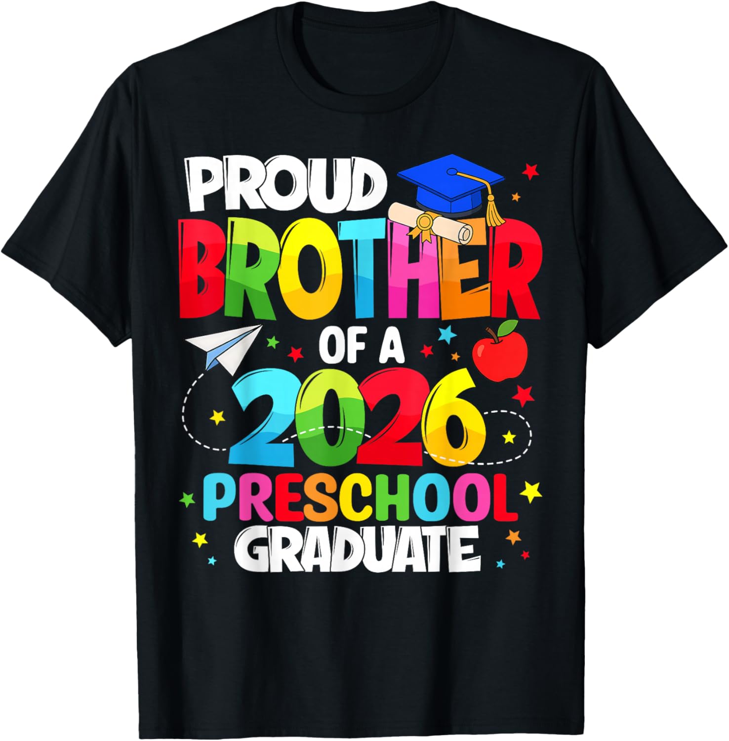 Proud Brother Class of 2026 Preschool Graduate Graduation T-Shirt - T-Shirt | Black