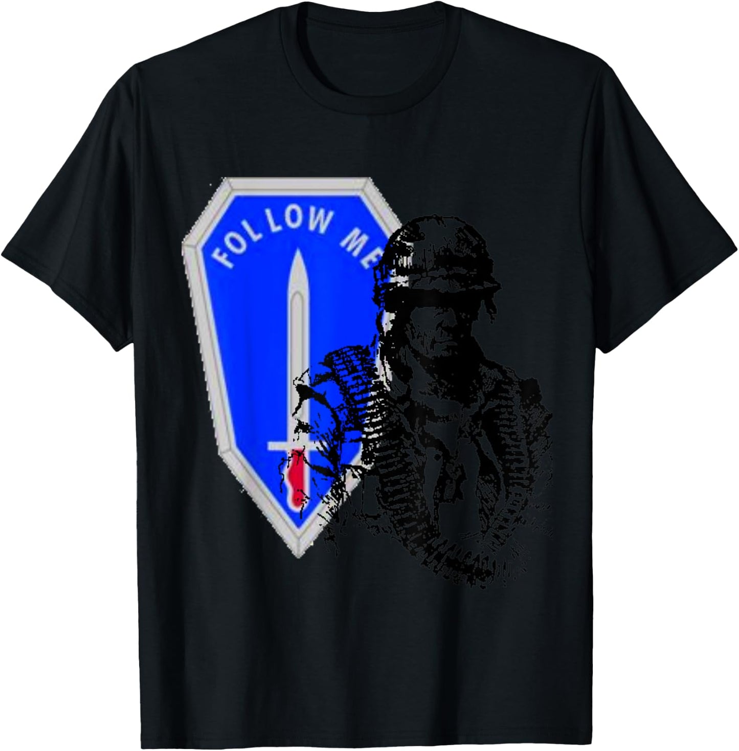 Vintage U.S Infantry Soldier. Follow Me I'm Infantry!! T-Shirt - T-Shirt | Black
