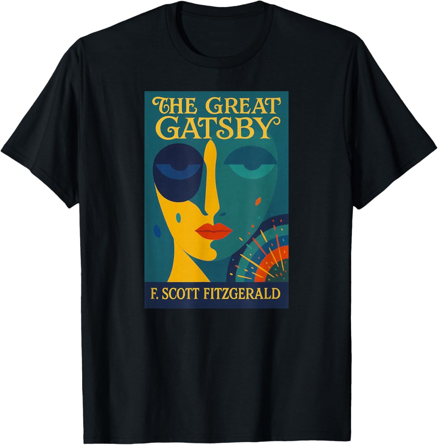 The Great Gatsby: Daisy Buchanan Art Deco Design T-Shirt - T-Shirt | Black