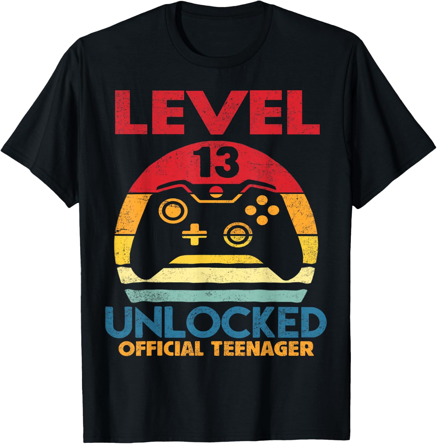 Official Teenager 13th Birthday Boy Shirt Level 13 Unlocked T-Shirt - T-Shirt | Black