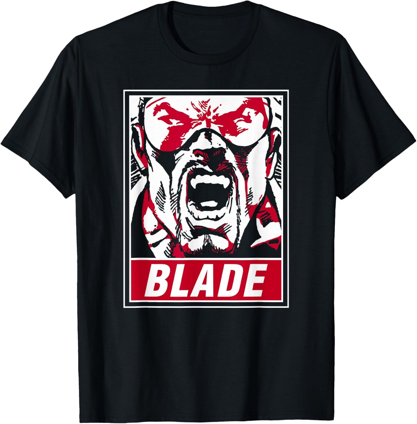 Marvel Blade Propaganda Poster Red Highlight Graphic T-Shirt - T-Shirt | Black