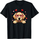 Golden Retriever Heart Headband Valentine Kids T-Shirt - T-Shirt | Black
