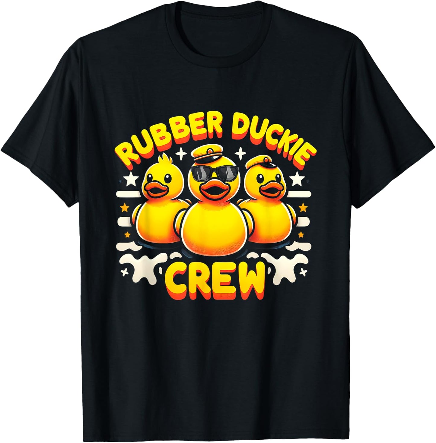 Retro Yellow Rubber Duck in 70s 80s Captain Duck Cruise T-Shirt - T-Shirt | Black