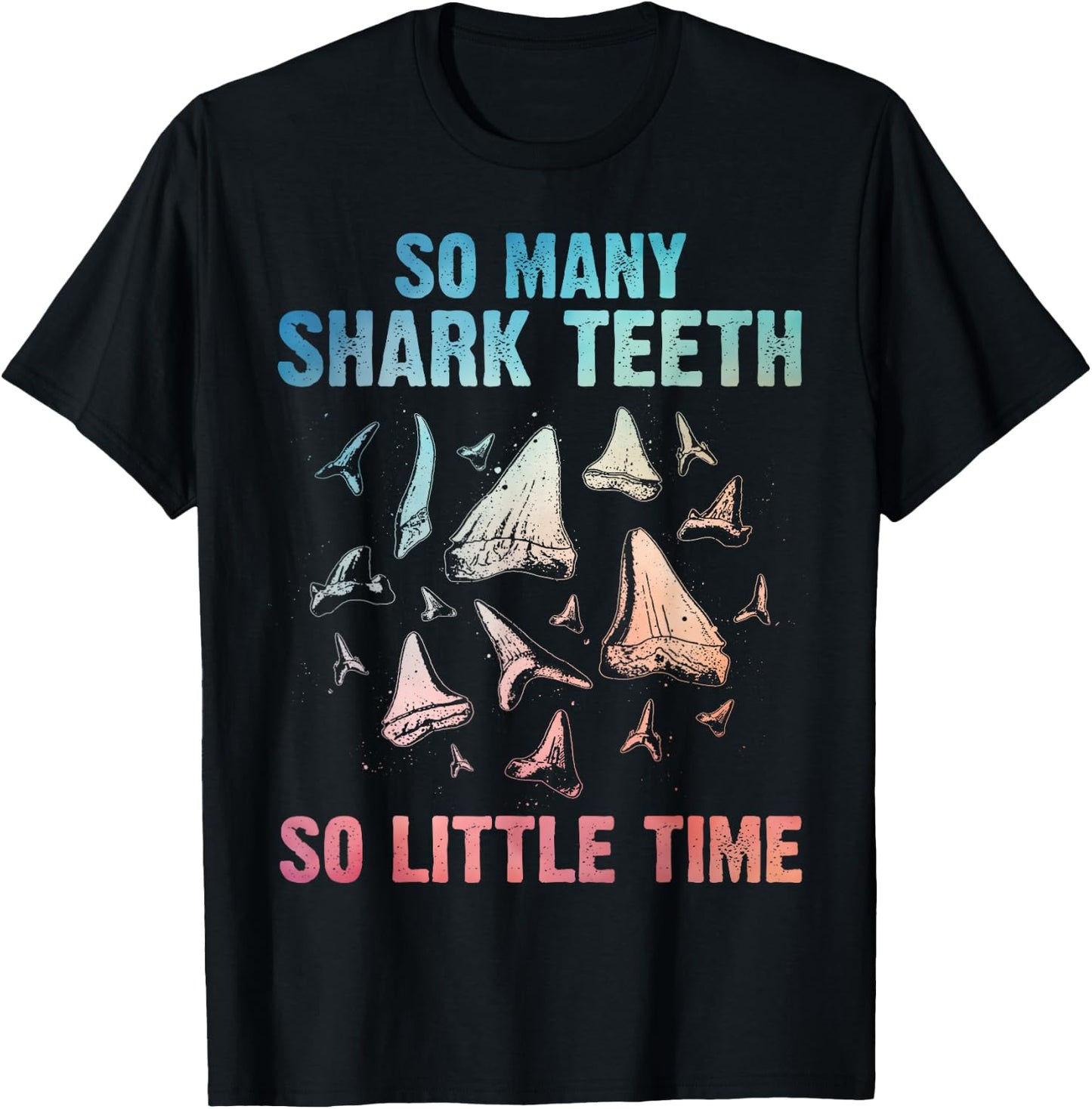 Funny Shark Teeth Art Women Megalodon Teeth Hunter T-Shirt - T-Shirt | Black
