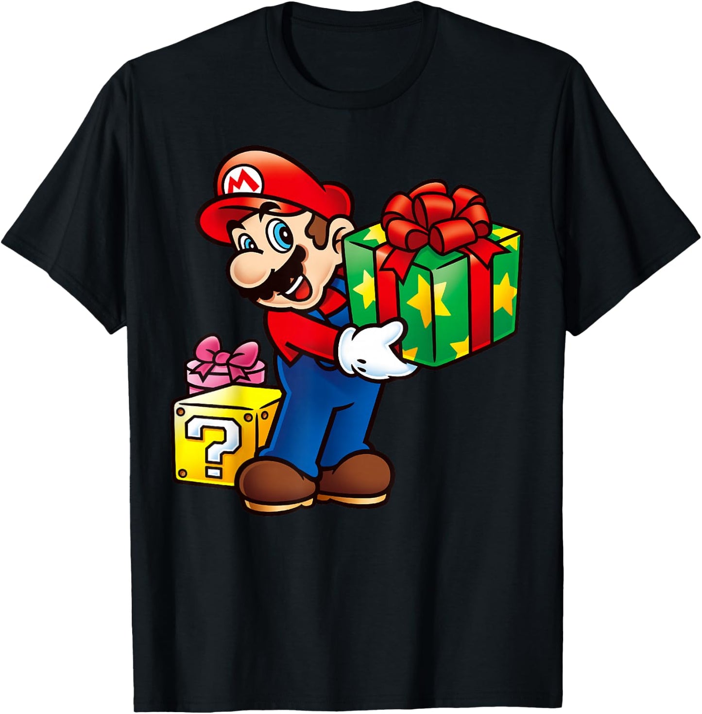 Nintendo Super Mario Wrapped Christmas Presents T-Shirt - T-Shirt | Black