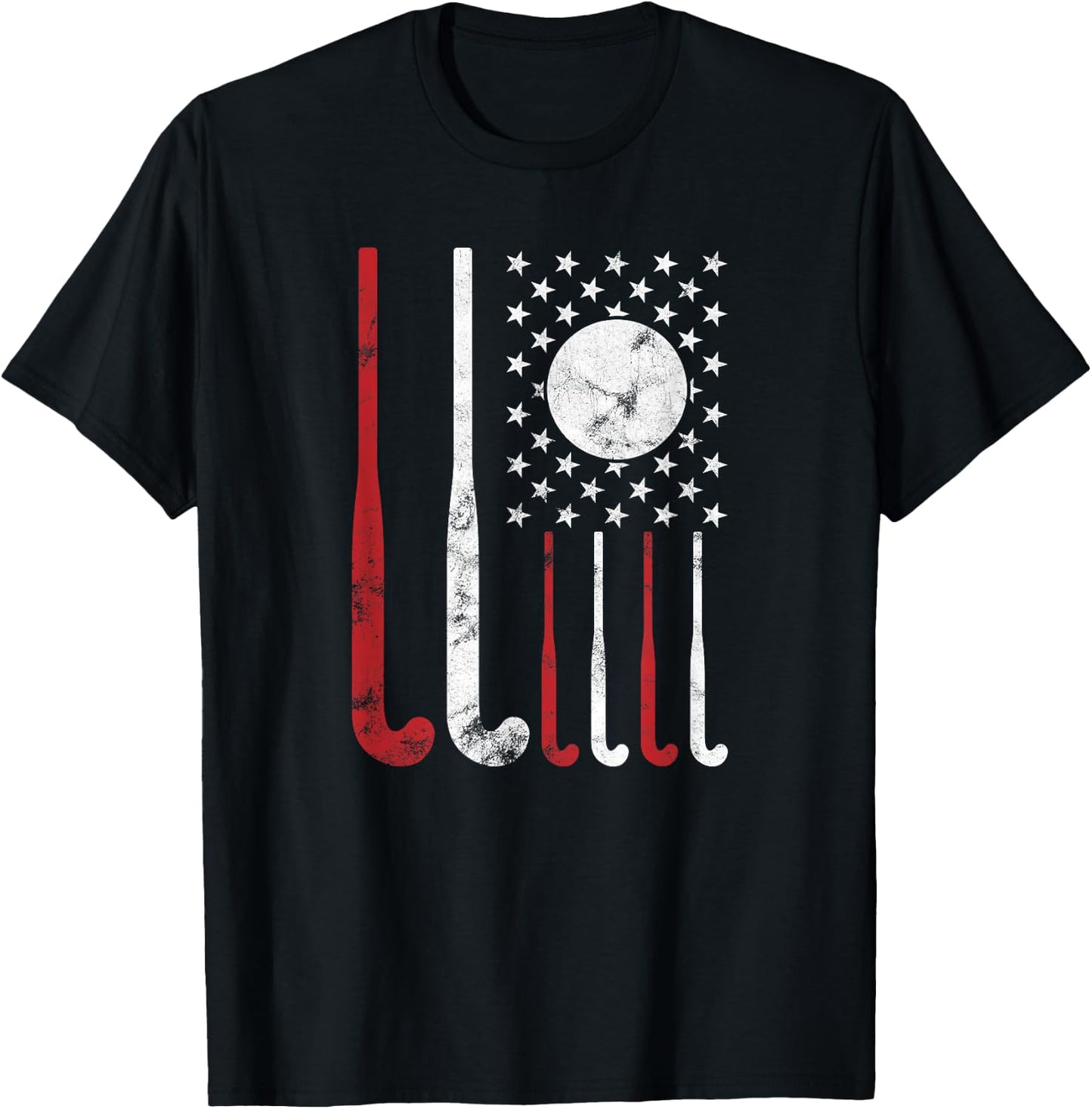 USA Field Hockey Shirt American Flag Fockey Lovers Gift T-Shirt - T-Shirt | Black