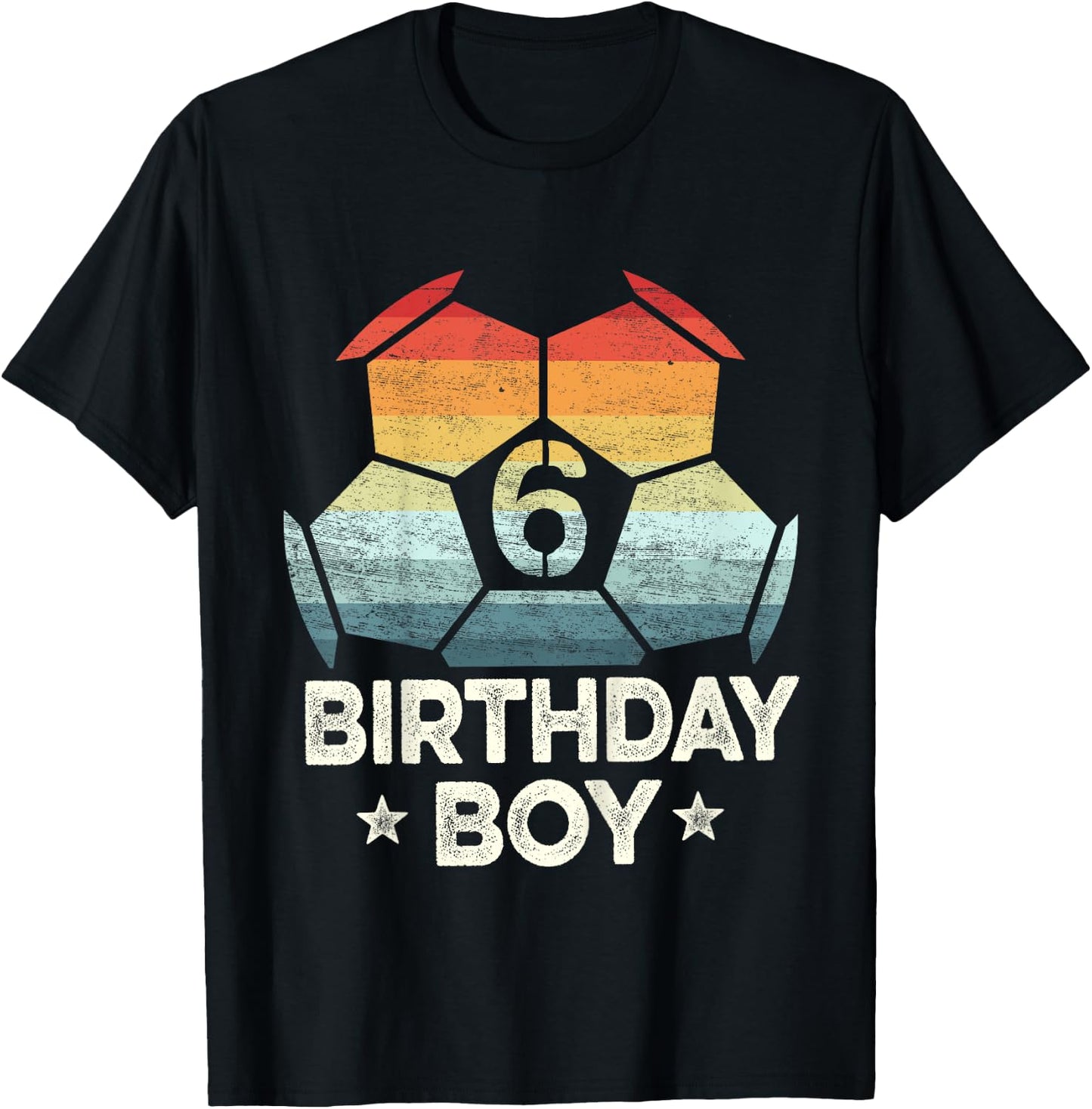 Kids 6 Year Old Soccer Player Gifts 6th Birthday Boy Sixth Bday T-Shirt - T-Shirt | Black