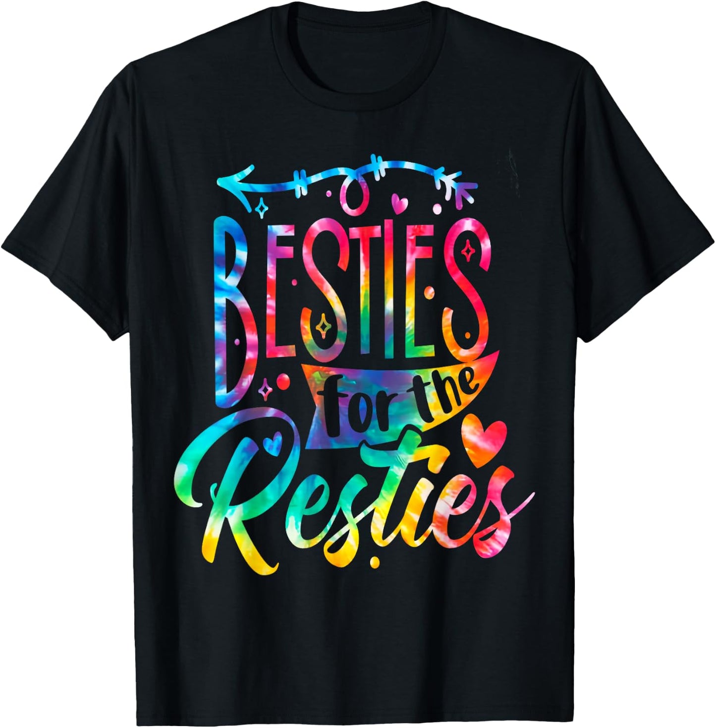 Besties For Restie BFF Best Friends Matching Couple Tie Dye T-Shirt - T-Shirt | Black