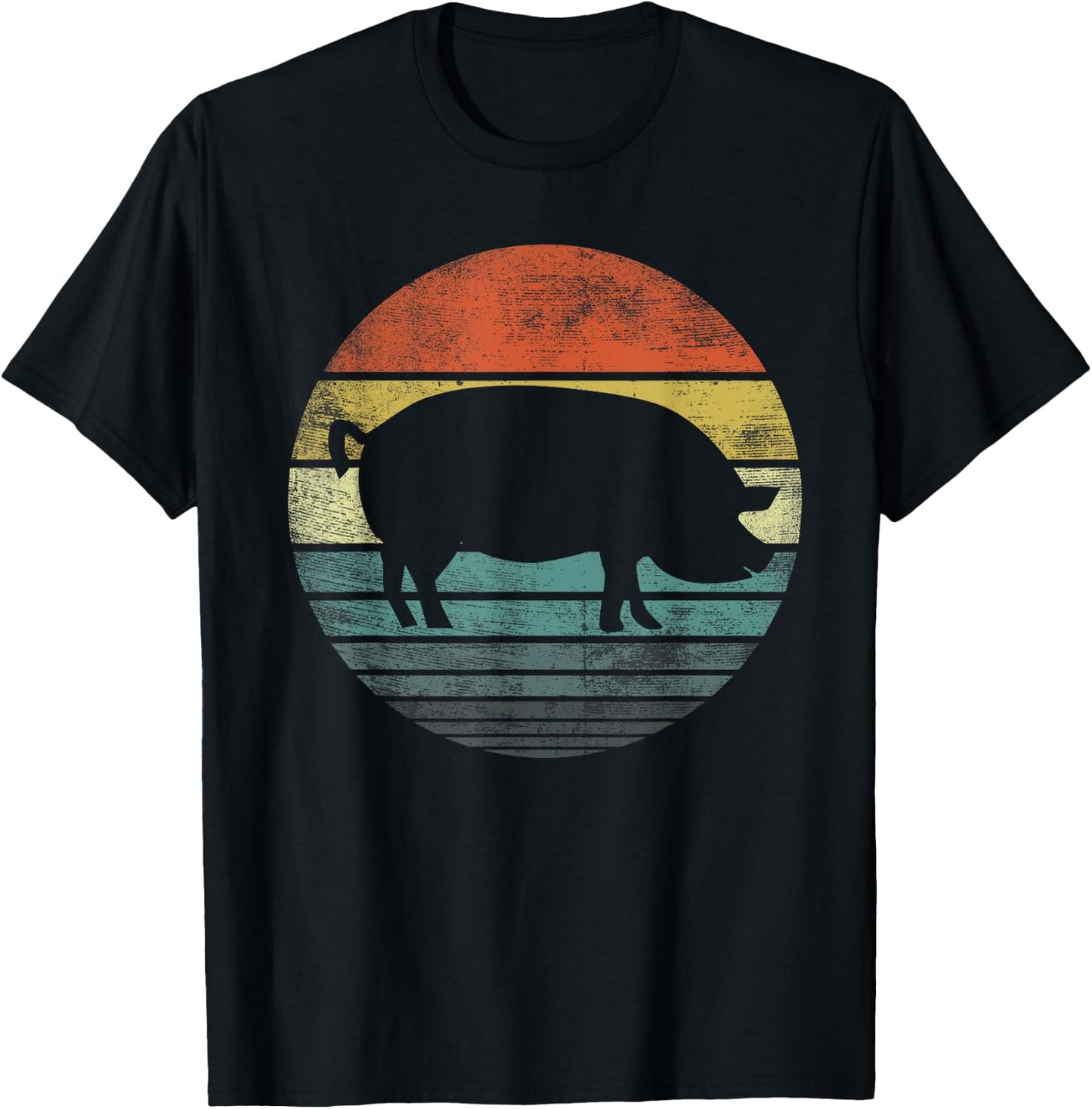 Pig Lover Gifts Funny Farmer Retro Vintage Farm Animals T-Shirt - T-Shirt | Black