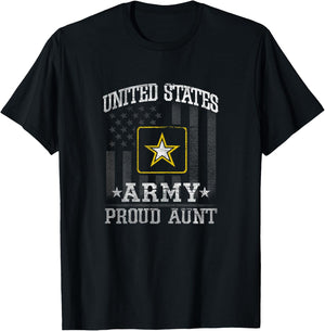 U.S. Army Gift Vintage Modern US Army Proud Aunt , Black, X-Small, Women, Short Sleeve, , Birthday Theme Women's T-Shirt - T-Shirt | Black